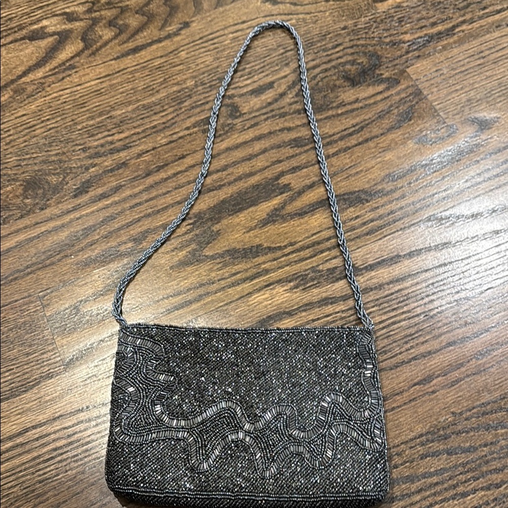 Elegant Black Beaded Evening Bag